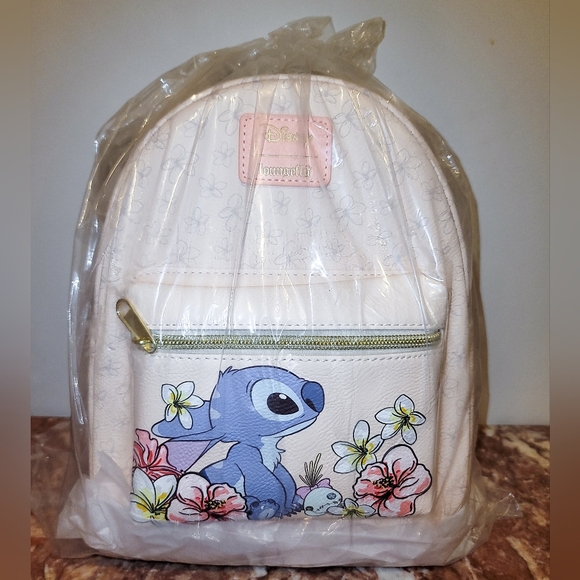 NWT Disney Loungefly Stitch Tropical Flowers Mini Backpack
